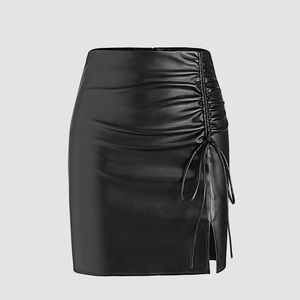 Black pleather mini skirt
